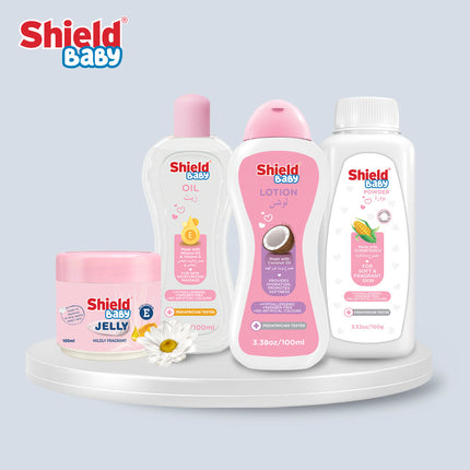 Bedtime Bundle – Baby Jelly, Baby Oil, Baby Lotion & Baby Powder Care Set