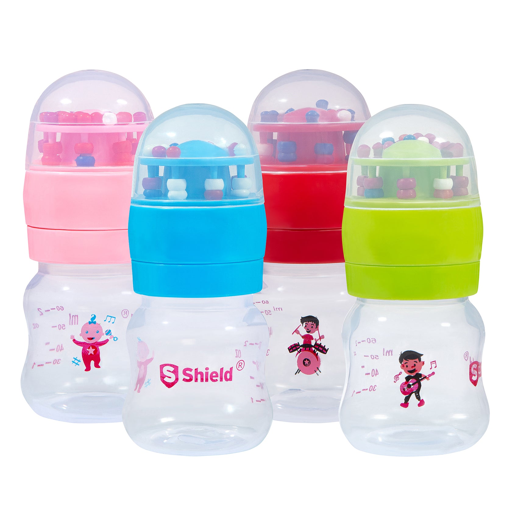 MAQ 60ml Baby Feeding Bottle with Rattle Cap Pink BPA Free Anti Colic main image 1