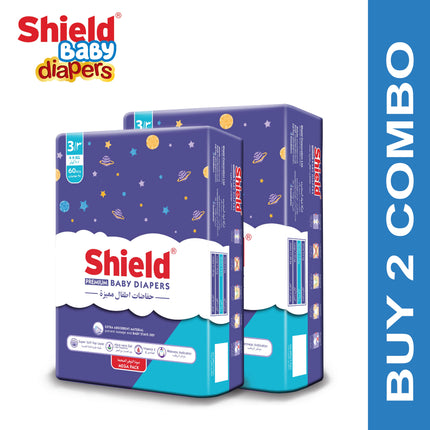 Buy 2 Combo Premium Baby Diaper Mega Pack Size 3 Medium 60 Pcs for 4 to 9 Kg