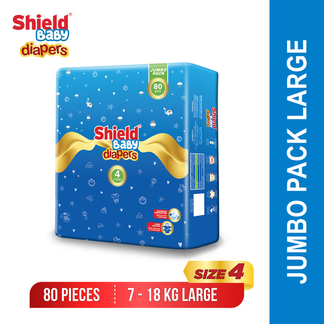 Baby Diaper Jumbo Pack Size 4 | Large (7-18Kg) | 80 Pcs